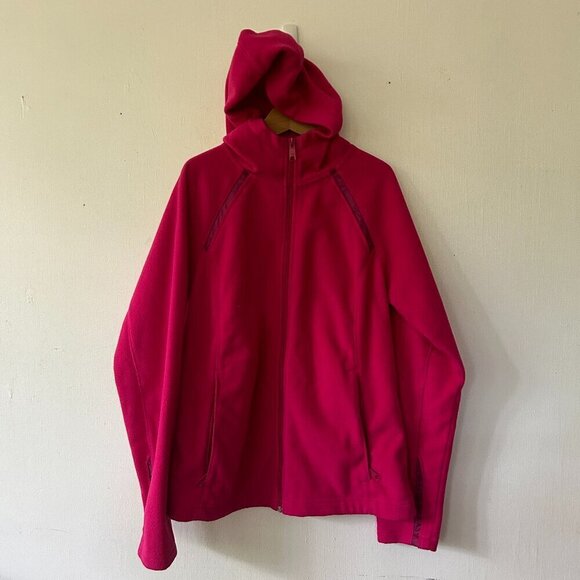Columbia Fleece Jacket Womens Medium Pink Full Zip Pockets Barbiecore - Picture 1 of 7